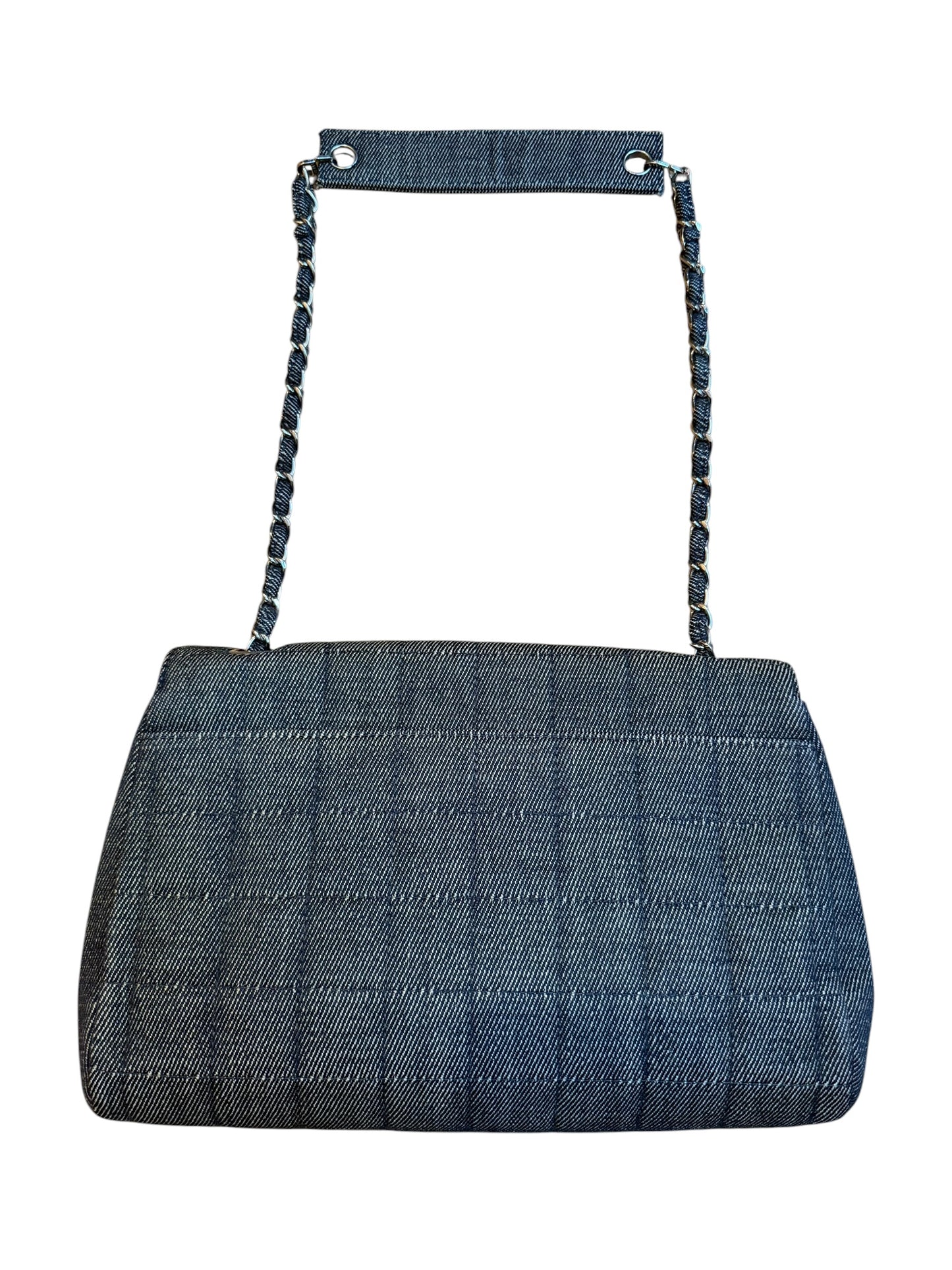 Chanel grey denim chocolate bar flap bag