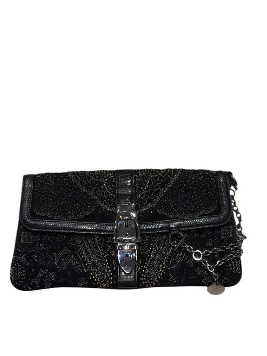 Gucci limited edition black beaded silver belt buckle clutch