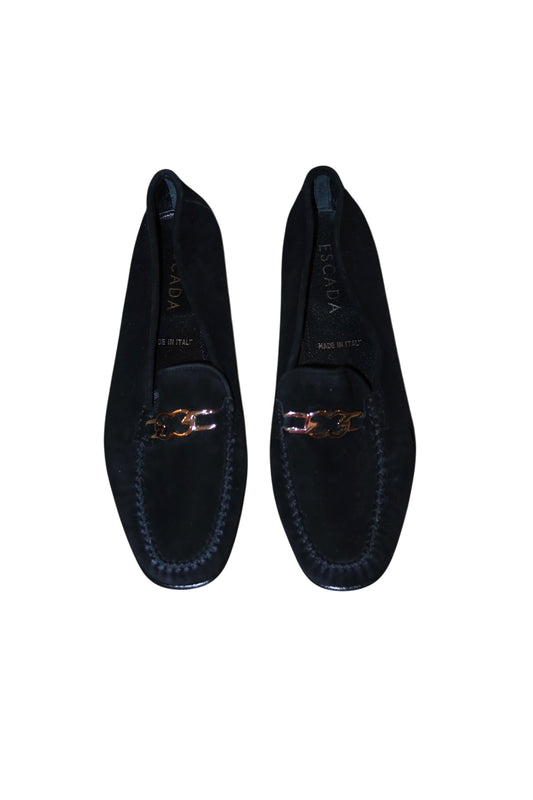 Escada black suede loafers (36)