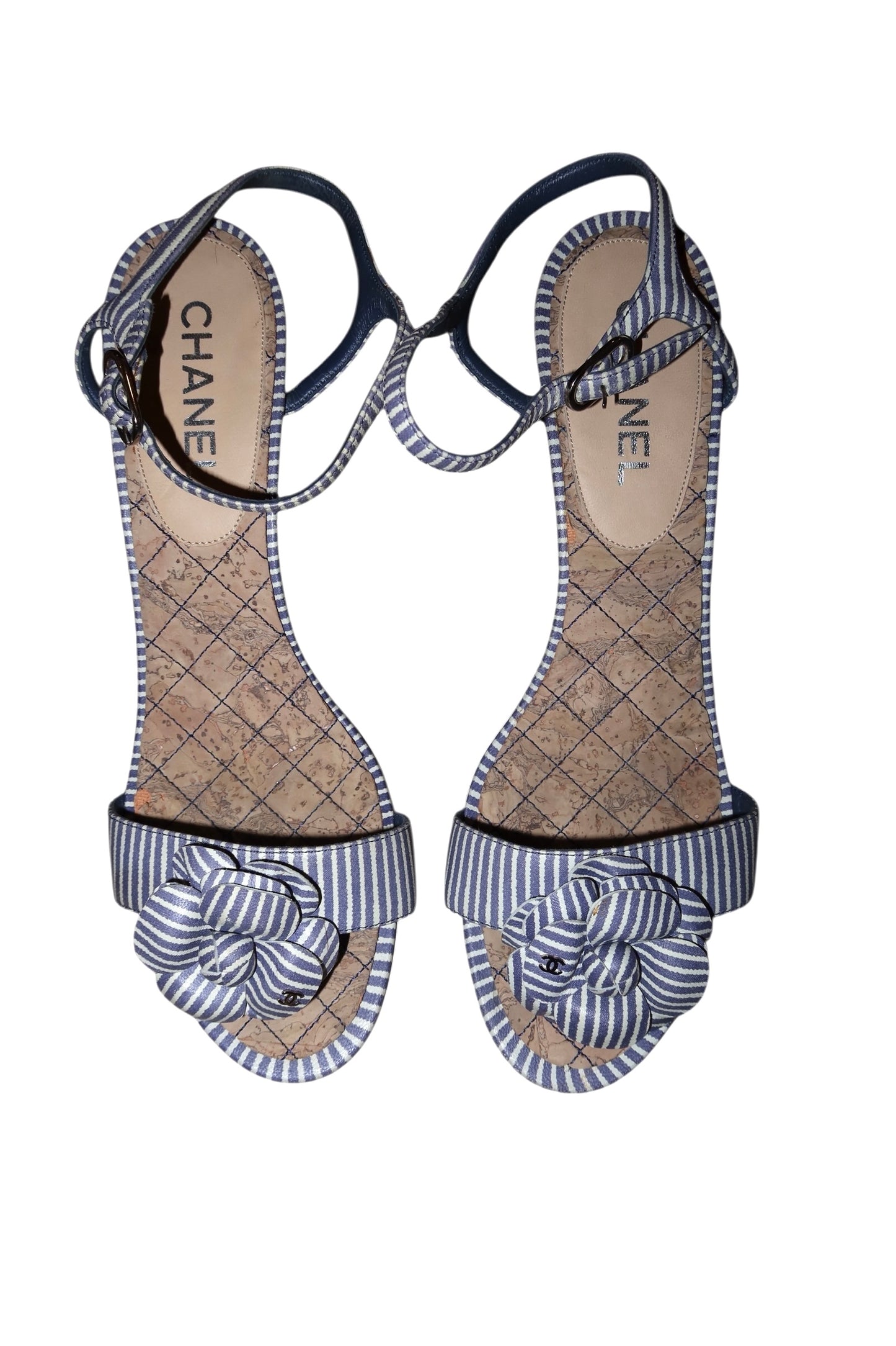 Chanel blue and white striped wedges (41.5)