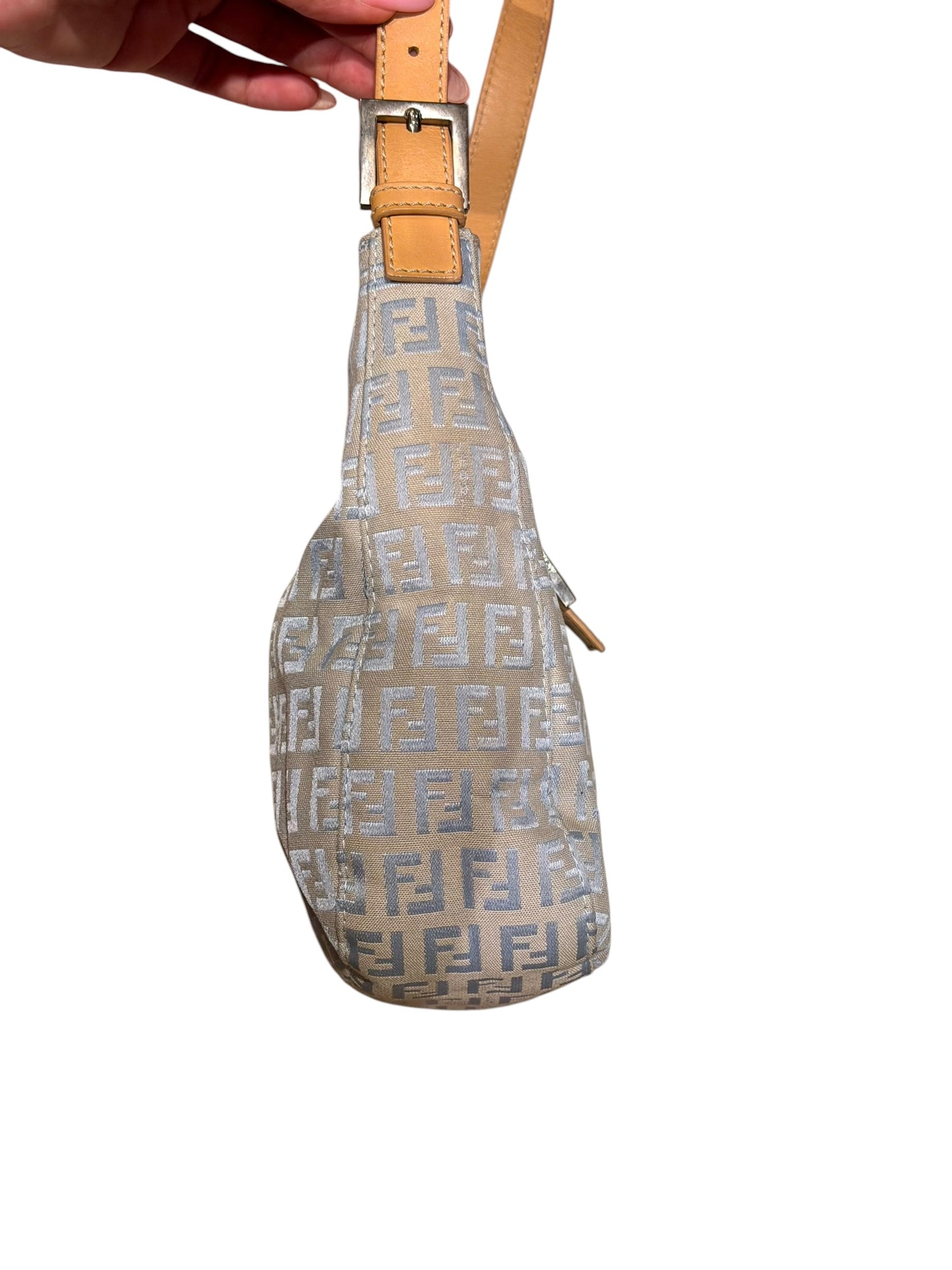 Fendi zucchino blue and beige shoulder bag