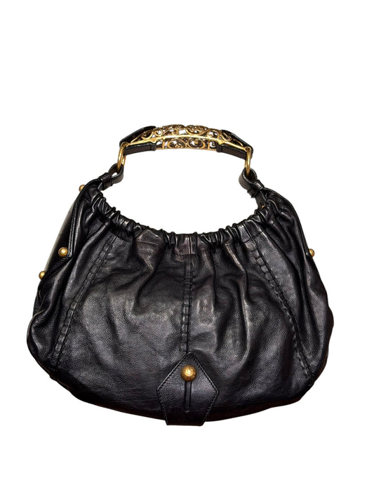 Yves Saint Laurent black Mombasa hobo bag with ornate gold metal handle