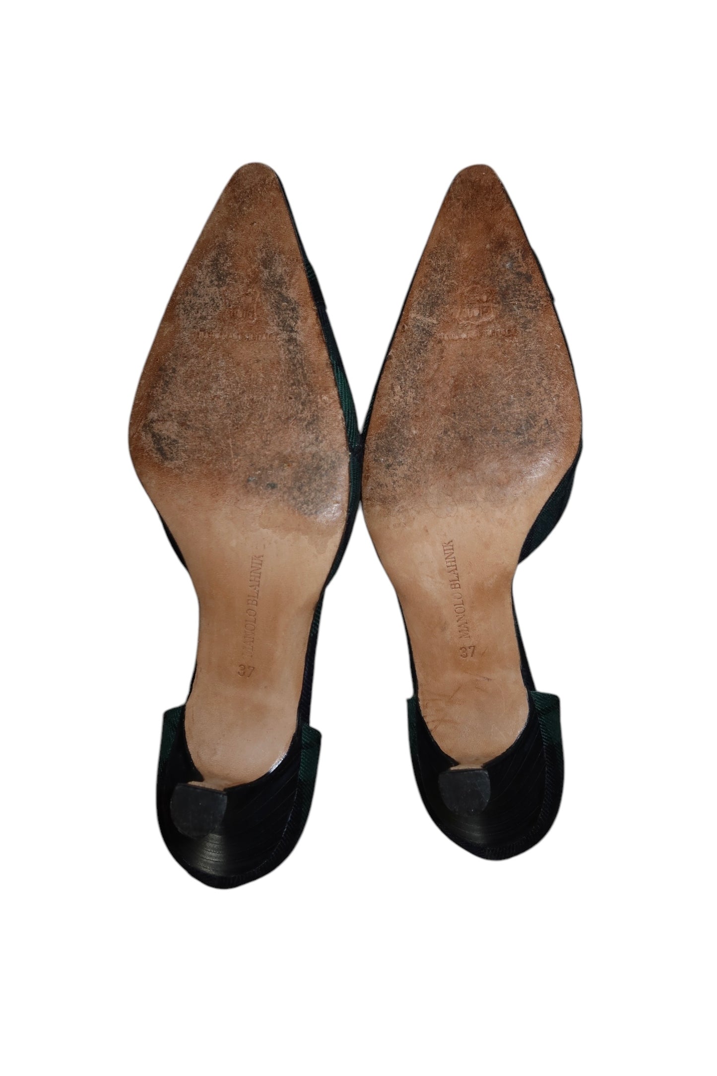 Manolo Blahnik green plaid heels (37)
