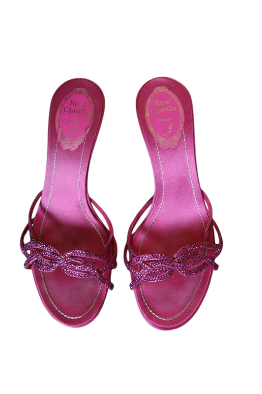 René Caovilla pink crystal embellished heels (36.5)
