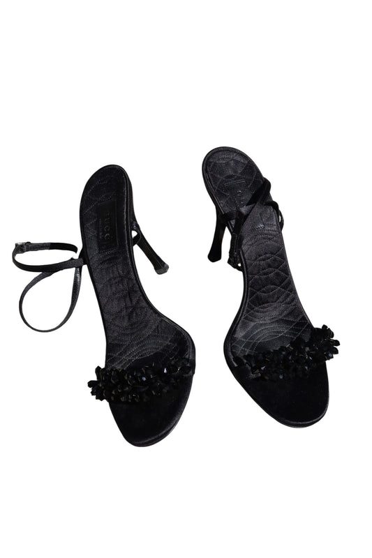Gucci black heels with beaded jewels detail (38.5 C)