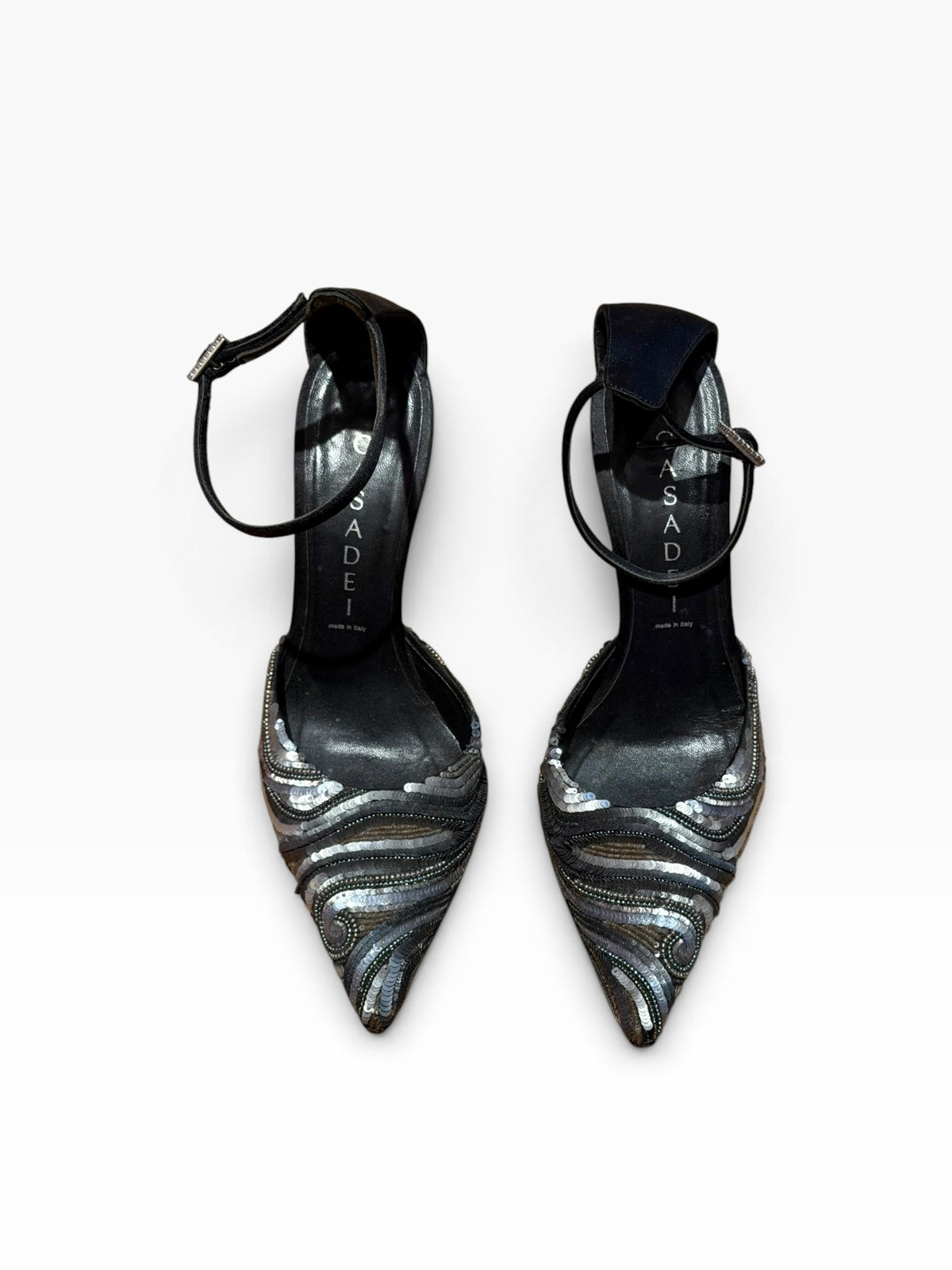 Casadei grey and silver sequin heels (5.5B)