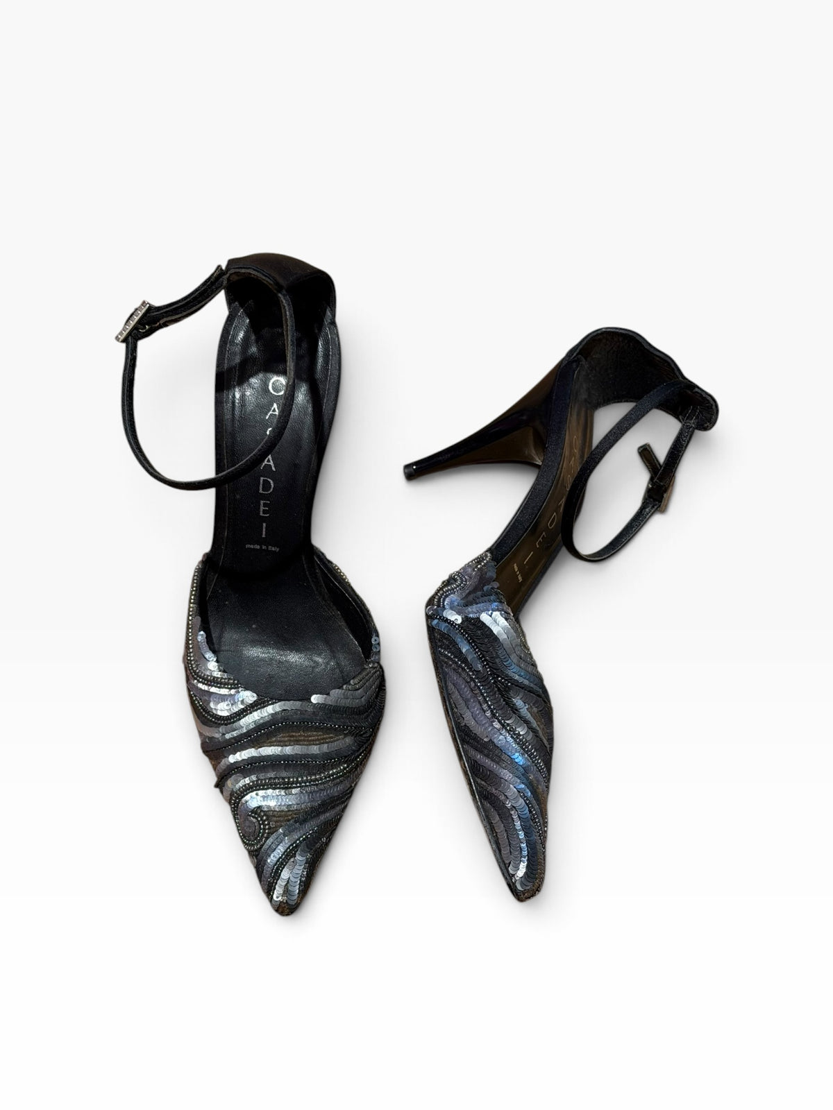 Casadei grey and silver sequin heels (5.5B)