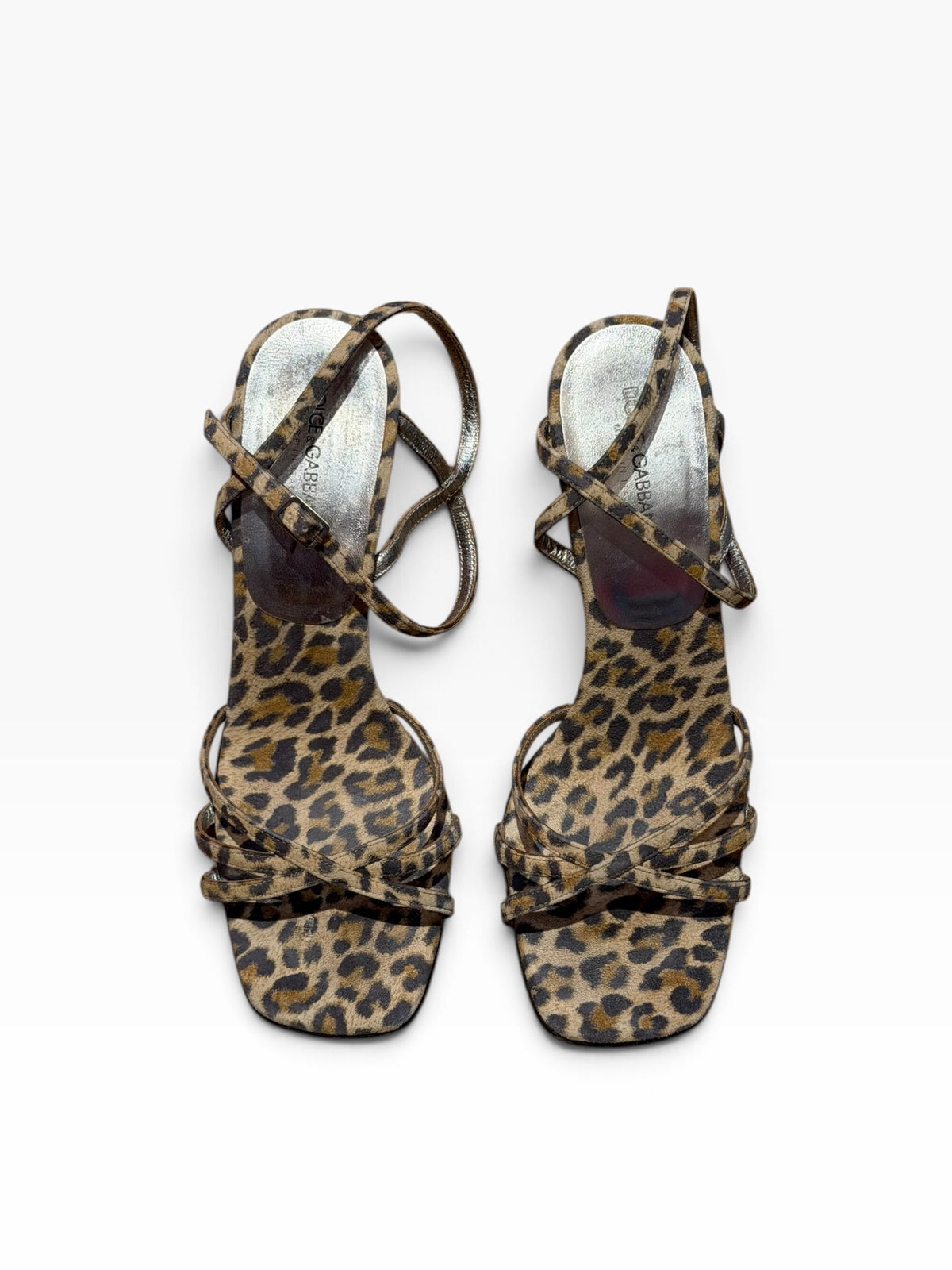 Dolce & Gabbana leopard print suede strappy heels (38)