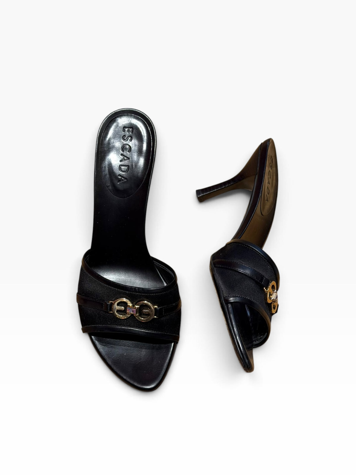 Escada black mules with EE logo (39)