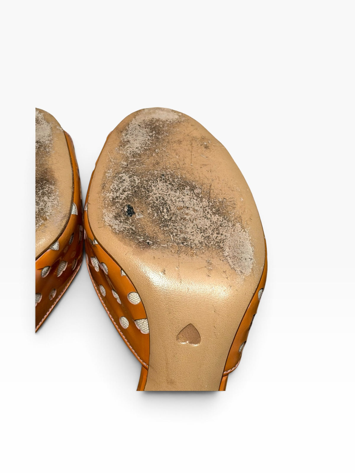 Moschino cheap and chic orange and white heart polka dot bow mules (37.5)